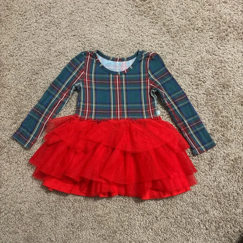 Posh Peanut Tartan Plaid Long Sleeve Tulle Dress Size 2